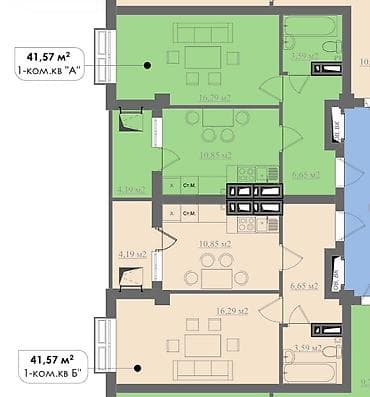 56: 1 комната, 41 м², Технопарк Элитка, 9 этаж, ПСО (под самоотделку) — 3
