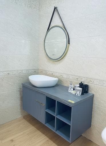 зеркала камод: Тумба для ванны, Новый, С раковиной, Другой материал, Бесплатная доставка, цвет - Серый — 1