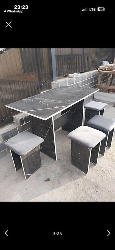 Кухонный стол и стул, Новый, Платная доставка, цвет - Серый