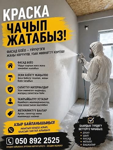 Покраска стен, На масляной основе, На водной основе, 3-5 лет опыта