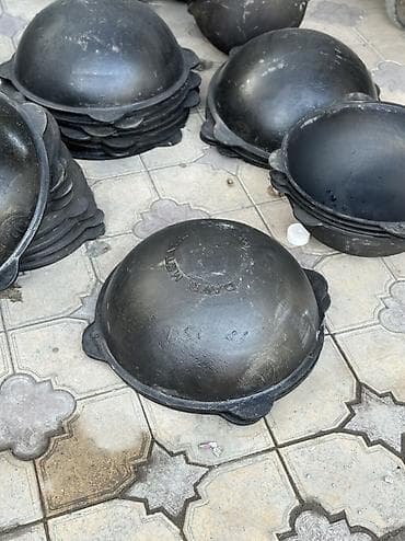 Идиш-аяк: Казан чугунный с крышкой Davr Metall Объёмы: 4.5 л, 6 л, 8 л, 10 л — 4