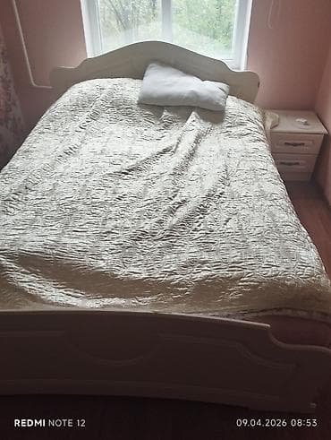 Спальный гарнитур, Б/у, Комод, Тумба, Двуспальная кровать, цвет - Бежевый