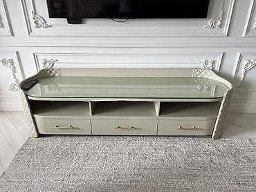 камод с замком: Тумба и подставка для телевизора, Б/у, Напольная, Стекло, Самовывоз, цвет - Бежевый — 3