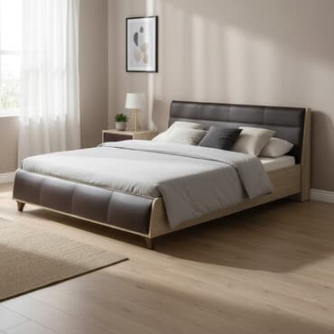 Двуспальная кровать, Б/у, С мягким изголовьем, длина - 200 см at lalafo.kg Двуспальная кровать, Б/у, С мягким изголовьем, длина - 200 см