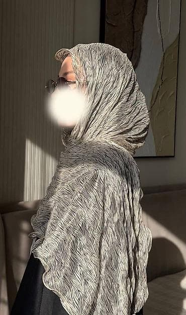 шарф мужской: Плиссированный женский хиджаб-шарф - Материал: легкая струящаяся — 2