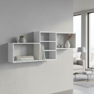 шкафы и стеллажи: Полка навесная P006B (Белый) Большая и стильная настенная полка для — 1