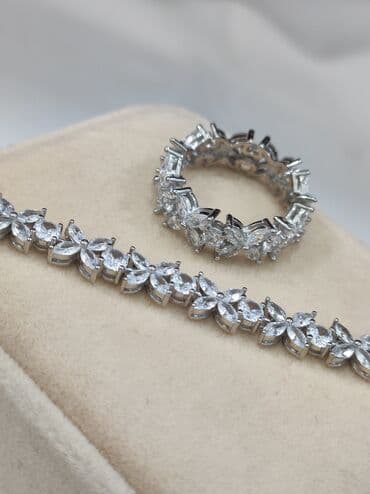 свадебные наборы ручной: Серебряный браслет+ кольцо Серебро 925 пробы Дизайн Италия Для — 8