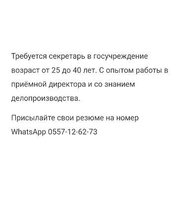 помощник директора: Офис-менеджер — 1