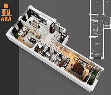 манас квартиры: Строится, Элитка, 2 комнаты, 88 м² — 2