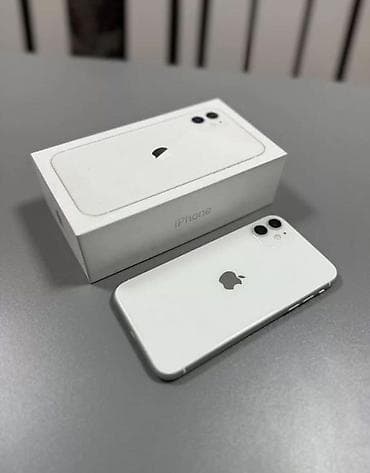 iphone 11 каропка: IPhone 11, Б/у, 128 ГБ, Белый, Зарядное устройство, Чехол, Кабель, 78 % — 1