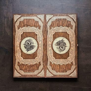 хоккей настольный: Нарды "Роял Фиш" - Техника декора: глубокая лазерная гравировка по — 4