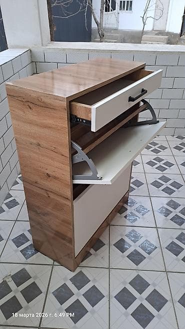 Прикроватные тумбы: Тумба и подставка для обуви, Новый, МДФ, Самовывоз, Платная доставка, цвет - Коричневый — 3