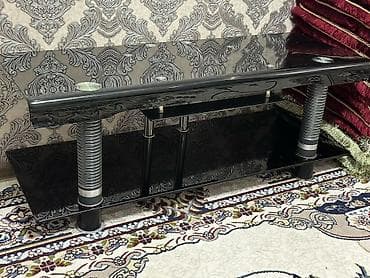 Тумба и подставка для телевизора, Напольная, Стекло, цвет - Черный