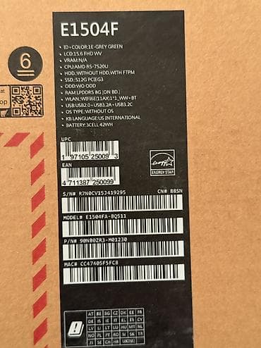 яркие: Ноутбук, Asus, 8 ГБ ОЗУ, AMD Ryzen 5, 15.6 ", Б/у, Для работы, учебы, память SSD — 6