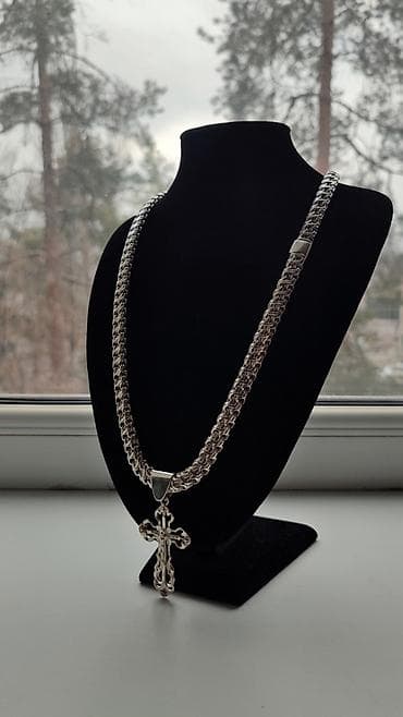 Үлпөт көйнөктөрү жана аксессуарлар: Серебряная цепь "Византия" 85гр, 58 см ручная работа, серебро 925 — 10