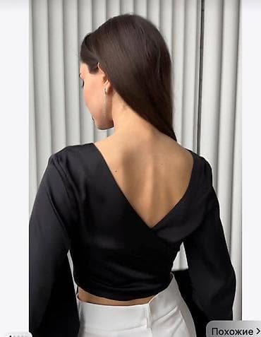 Блузки: Кроп-топ с запахом и длинными расклешёнными рукавами — 3