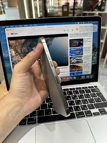 tab a: IPhone 15 Pro Max, Б/у, 1 ТБ, Natural Titanium, Защитное стекло, Чехол, Кабель, 89 % — 2