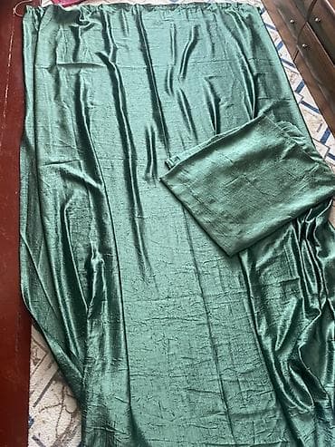 Комплект штор, Сатин, Светонепроницаемая, Готовое изделие, Б/у, Для зала