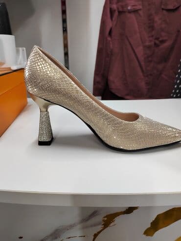 вечерние бордовые платья: Туфли-лодочки женские, нарядные - Цвет: шампань/золото с деликатным — 3