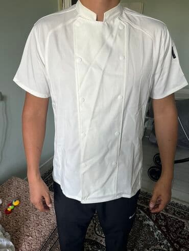 Китель повара с коротким рукавом, белый - Классический двубортный