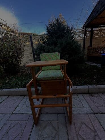 мебель детский сад: Стульчик для кормления, Б/у, Другой бренд, Дерево, Трансформер, цвет - Зеленый, Самовывоз — 4