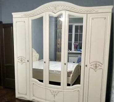 мебель спальный: Спальный гарнитур, Б/у, Двуспальная кровать, Шкаф, Комод, Белоруссия, МДФ, Самовывоз, цвет - Белый — 1