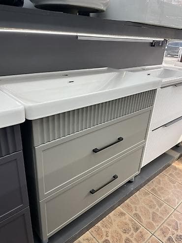 Прикроватные тумбы: Тумба для ванны, С раковиной, цвет - Серый — 1