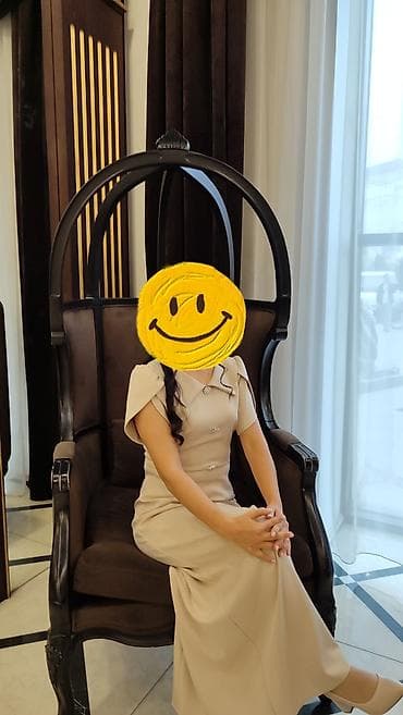 платьч: Вечернее платье, А-силуэт, Длинная модель, С рукавами, Стразы, M — 2