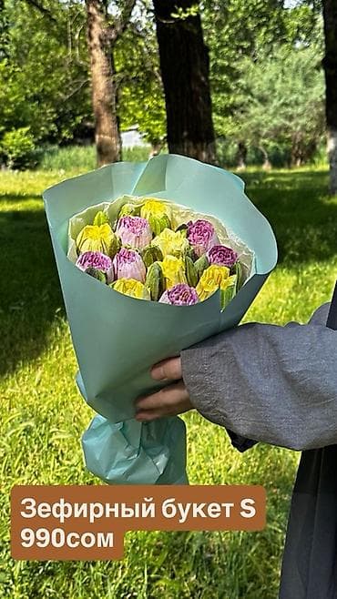 подушки для сна: Зефирный букет S - Композиция из зефира в форме бутонов: нежные — 3