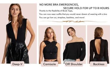 женские турси: Кинезиотейп boobs tape 5см Х 5 м, черный Boob Tape Bras for Women - — 3