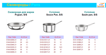 Кастрюли: Сотейник от 1,5л/2л- 32,5л Многослойное швейцарское сэндвич-дно — 2