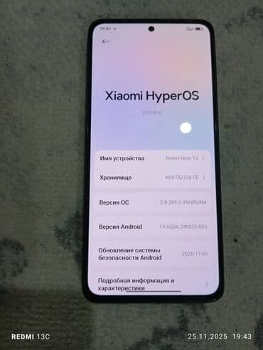 android монитор: Redmi, Redmi Note 13, Б/у, 256 ГБ, цвет - Черный, eSIM — 4