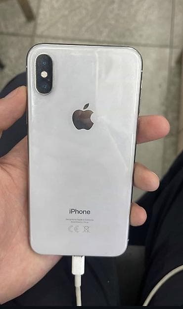 poco 5m: IPhone X, Б/у, 64 ГБ, Серебристый, Кабель, 77 % — 1