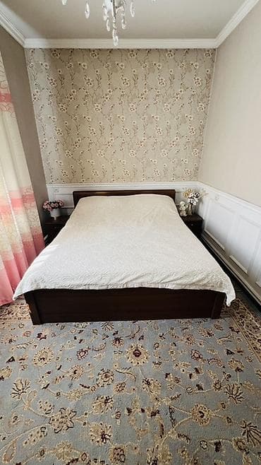 тумбочка в спальню: Спальный гарнитур, Б/у, Двуспальная кровать, МДФ, цвет - Коричневый — 3