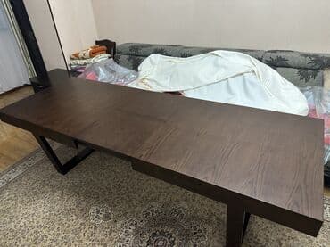 стол на кухню со стульями: Стол для зала, Б/у, Складной, Прямоугольный — 5