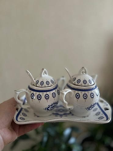 синий кухонный гарнитур: Набор чайник 🫖 + сахарница ( мед, варенье, сливки джем ) — 4