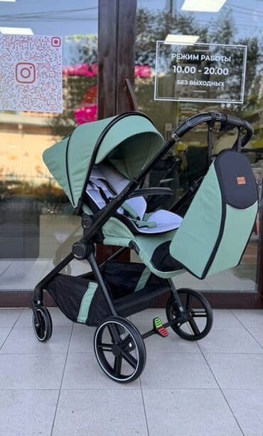 купить прогулочную коляску недорого: Коляска, цвет - Голубой, Б/у — 3