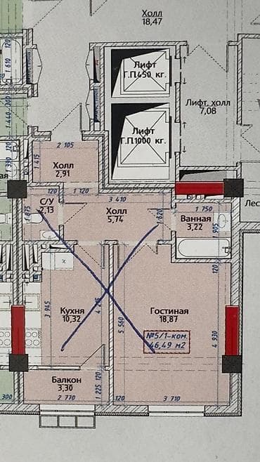 буденного: 1 комната, 47 м², 4 этаж, Готовая ПСО (под самоотделку) — 2