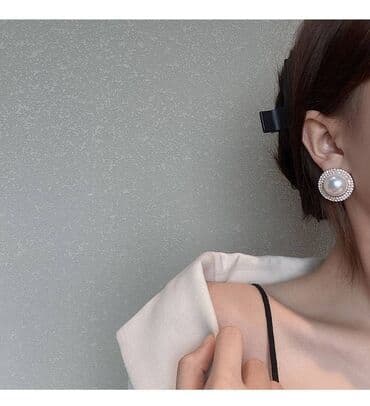 свадебные платья для покрытых: Серьги Г в классическом стиле с жемчужным акцентом. ✨ Центральный — 3