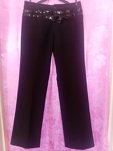 vans knu: Черные женские брюки с широким прямым силуэтом и декоративным поясом — 7