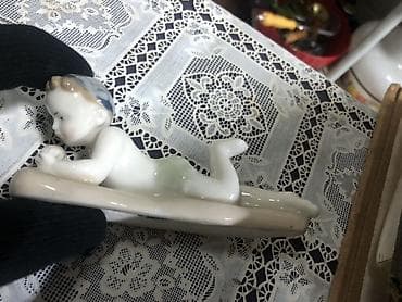 Көркөм өнөр жана коллекциялоо: Фарфоровая статуэтка «Малыш с птицей». - Материал: тонкий — 2