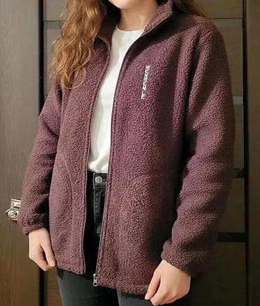 tech flis: Бордовая шерпа-кофта/флисовая куртка на молнии - Теплая пушистая ткань — 2