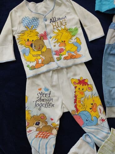 новорожденный комплект: Комплект, цвет - Голубой, Б/у — 4