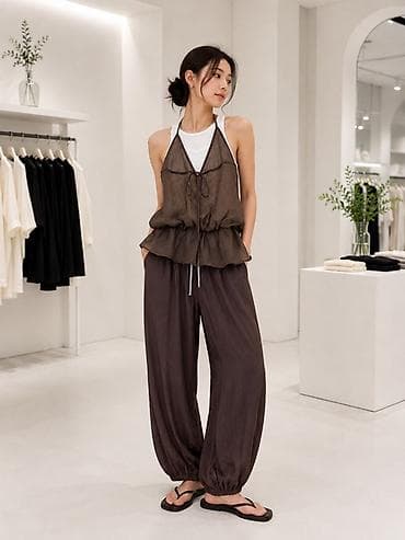 кастом: Брючный костюм, Прямые, Топ, Made in KG, Шифон, Лето — 1