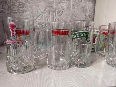 ручки для бутылей: Стеклянные пивные кружки с логотипами. - Материал: толстостенное — 1