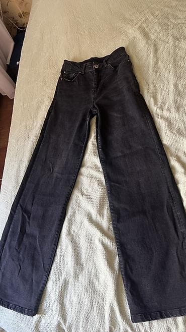 серые джинсы: Джинсы, Прямые, Средняя талия, S — 1