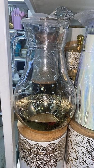 Стеклянный набор для напитков - Прозрачный кувшин с крышкой и