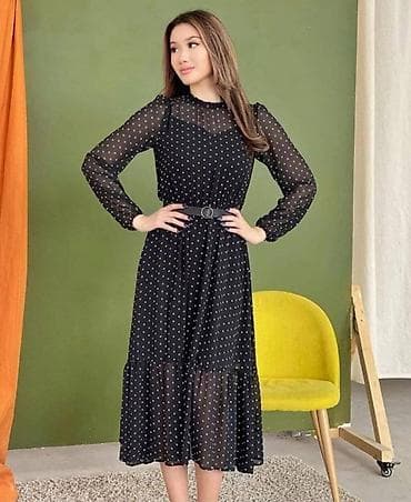 Повседневное платье, Лето, Длинная модель, Шифон, S