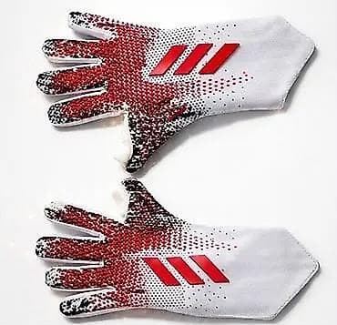 обувь кеды: Вратарские перчатки adidas в бело-красно-черном дизайне. Модель — 1