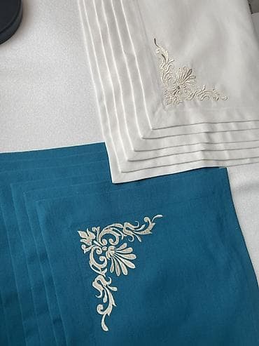 салфетки ручной работы: Набор текстиля для сервировки стола с декоративной вышивкой - Салфетки — 5